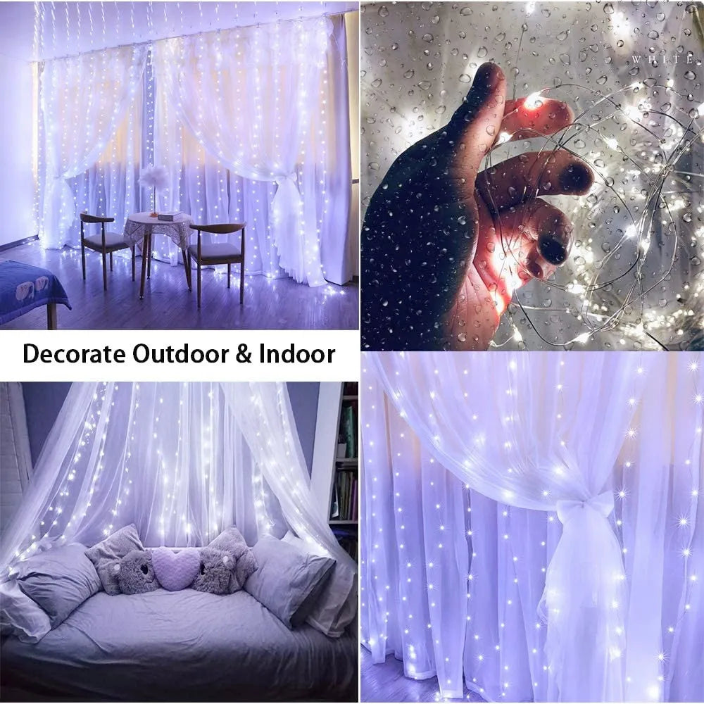 Rideau Lumineux LED – Guirlande de Noël USB avec Télécommande