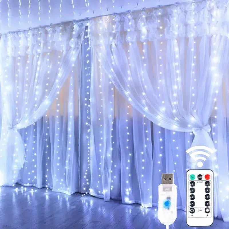 Rideau Lumineux LED – Guirlande de Noël USB avec Télécommande