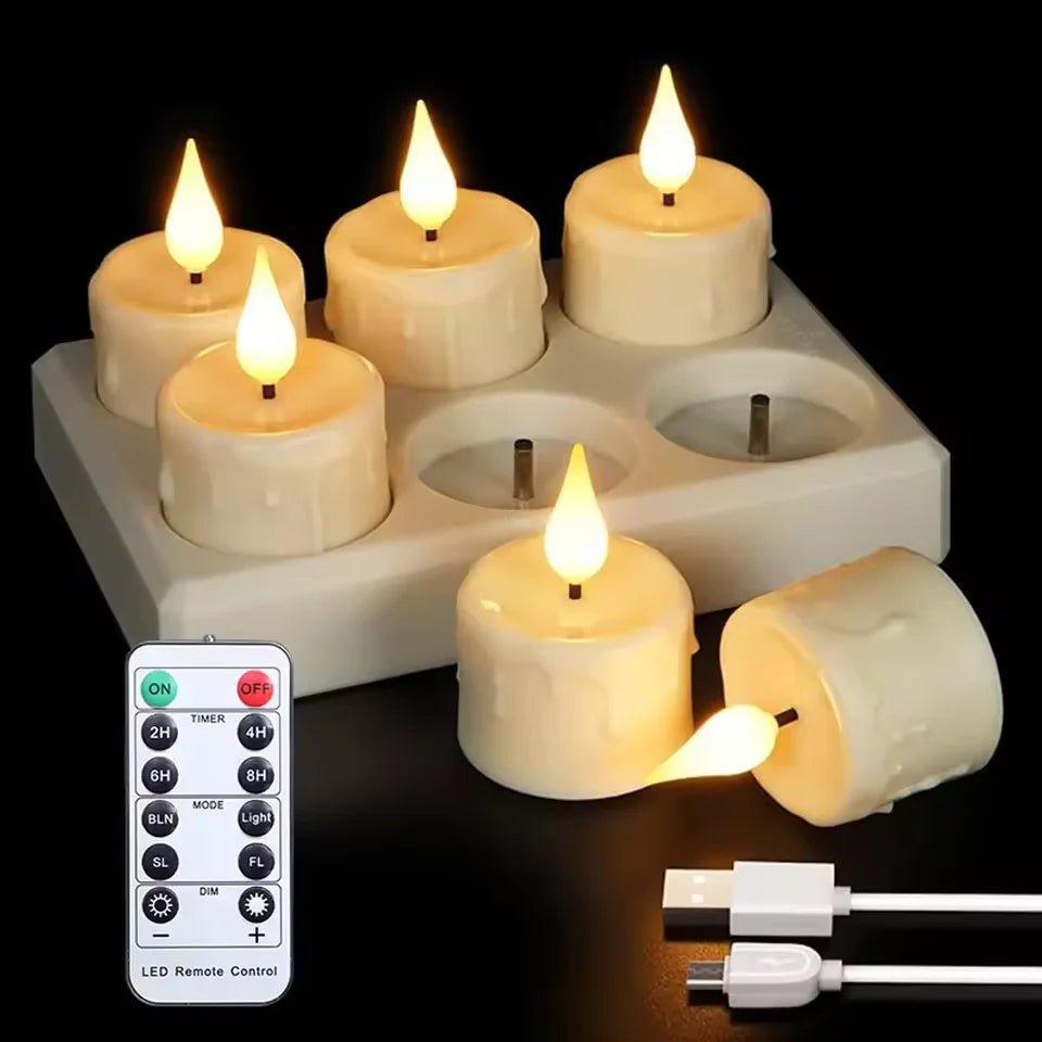 Bougies LED Rechargeables sans Flamme – Lot de 6 ou 12 avec Télécommande