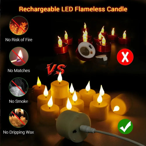 Bougies LED Rechargeables sans Flamme – Lot de 6 ou 12 avec Télécommande