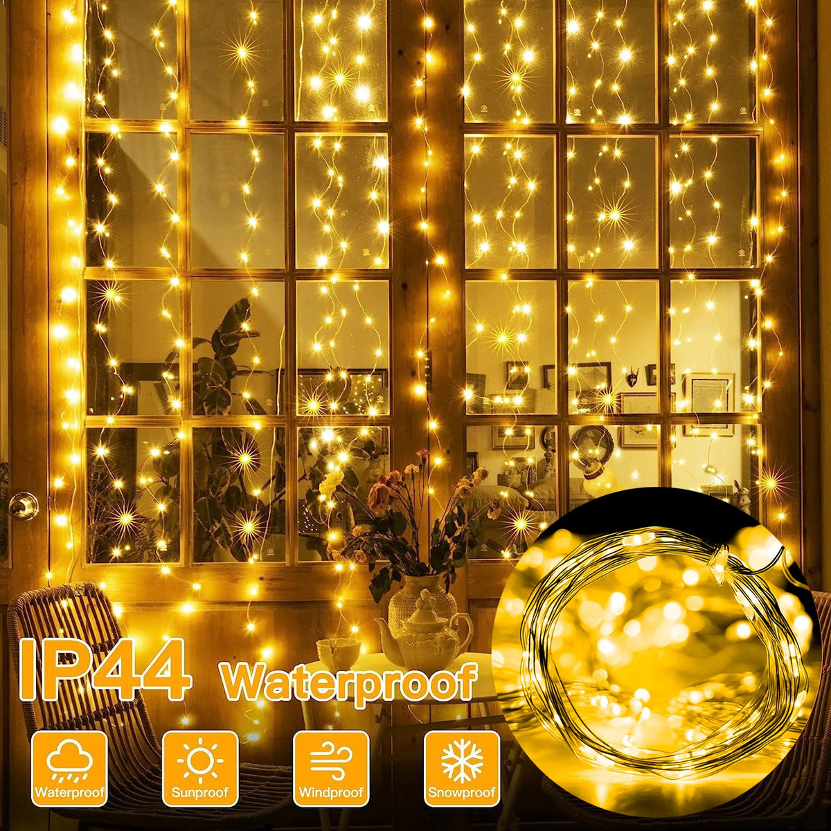Rideau Lumineux LED – Guirlande de Noël USB avec Télécommande
