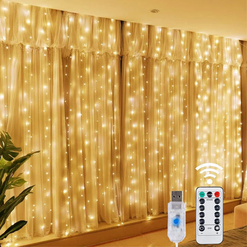 Rideau Lumineux LED – Guirlande de Noël USB avec Télécommande