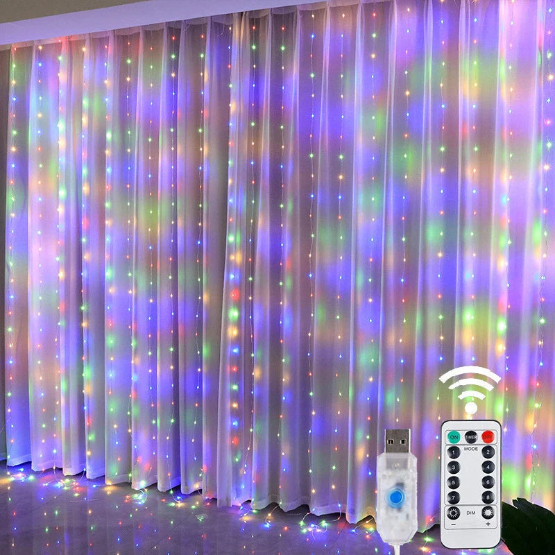 Rideau Lumineux LED – Guirlande de Noël USB avec Télécommande