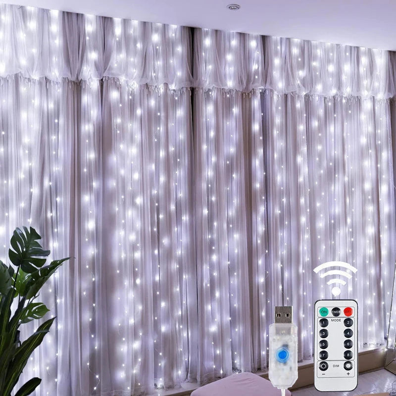 Rideau Lumineux LED – Guirlande de Noël USB avec Télécommande